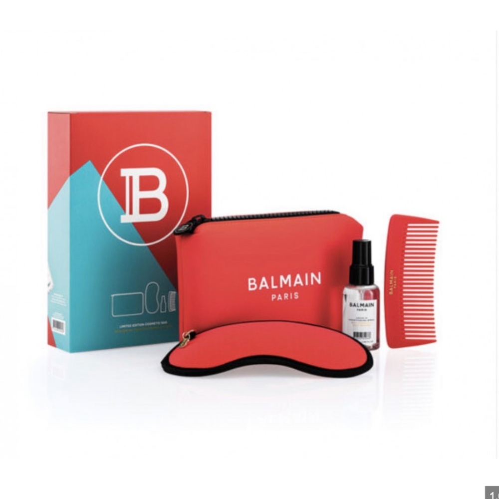 006 BALMAIN PARIS LIMITED EDITION Red Cosmetic Bags BALMAINHAIR NEW - Picture 1 of 6